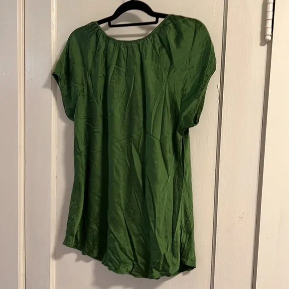 Green Stretch Silk Top XL - Picture 3 of 4